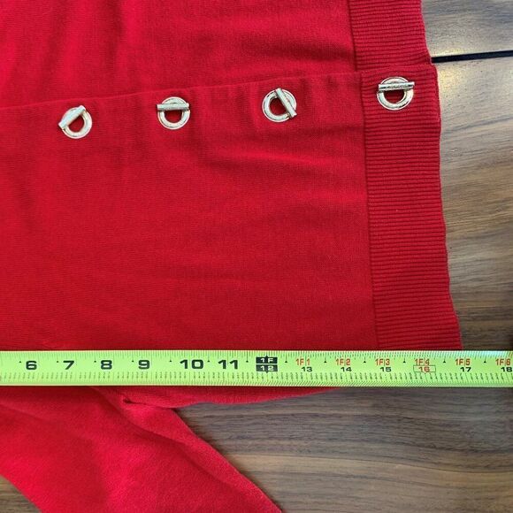 Calvin Klein cardigan, chili pepper red, toggle close, updated silhouette, sz M - Picture 7 of 16